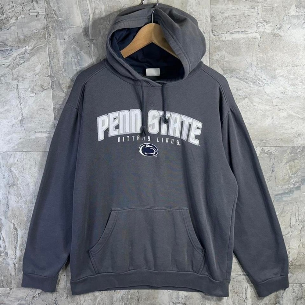 PENN STATE NITTANY LIONS Navy Blue embroidered Sweatshirt Hoodie - Mens Size L
